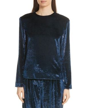 Tibi Tess Metallic Velvet Top - Black