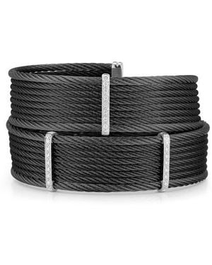 Alor Diamond Braided Cable Coil Bracelet - Black