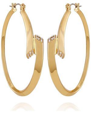 Vince Camuto Pavé Crystal Bypass Hoop Earrings - Metallic