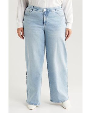 Wit & Wisdom Sam 'Ab'Solution Side Slit High Waist Wide Leg Jeans - Blue