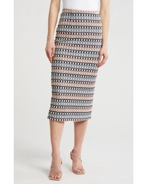 DR2 by Daniel Rainn Crochet Stripe Midi Skirt - Gray