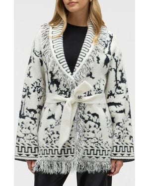 NVLT Fringed Eyelash Sweater Coat - Gray