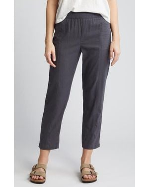 Caslon Pull-On Linen Blend Crop Pants - Blue