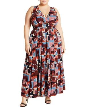 City Chic Amara Tie Back Dress - Red