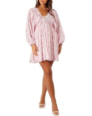 Petal & Pup Paris Floral Textured Long Sleeve Minidress
