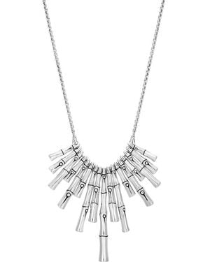 John Hardy Sterling Bamboo Textured Frontal Necklace - Metallic