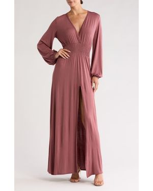 Go Couture Plunge Neck Modal Maxi Dress - Red