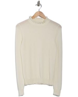 Sofiacashmere Ruffle Mock Neck Cashmere Sweater - Natural