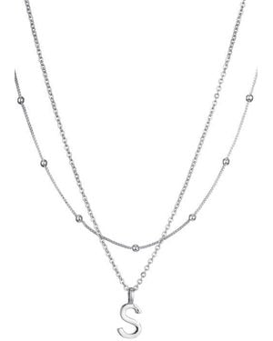 Adornia Initial Pendant Layered Chain Necklace - Blue
