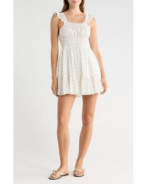 Abound Ruffle Strap Tiered Cotton Minidress - White
