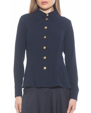 Alexia Admor Leland Button-Up Shirt - Blue