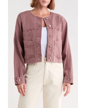 Democracy Barrel Sleeve Denim Moto Jacket - Red