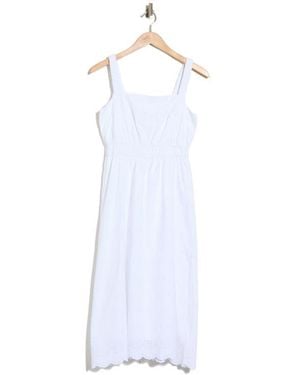 Ellen Tracy Embroidered Eyelet Cotton Midi Sundress - White