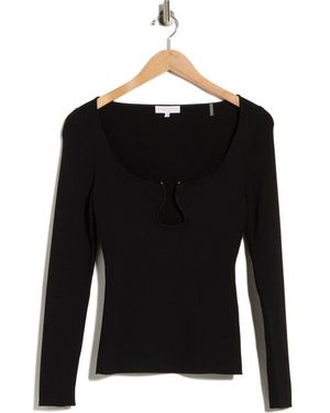 Ramy Brook Lylia Sculpted U-Neck Rib Top - Black