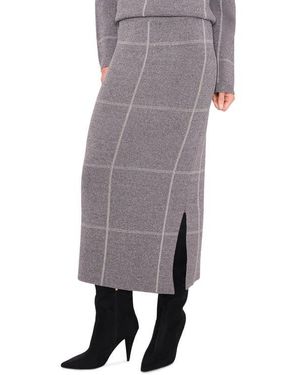 Halogen® Plaid Knit Midi Skirt - Gray