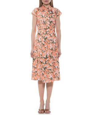 Alexia Admor Kidman Neck Tie Fit & Flare Dress - Pink