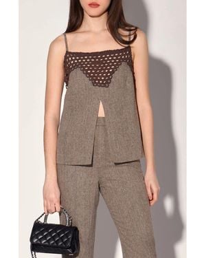 Walter Baker Sabine Mixed Media Camisole - Brown