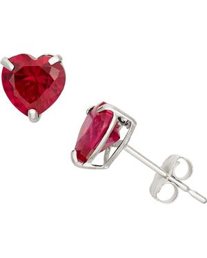 FZN 10K Ruby Heart Stud Earrings - Red