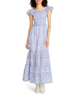 Betsey Johnson Elana Flutter Sleeve Eyelet Maxi Dress - Purple