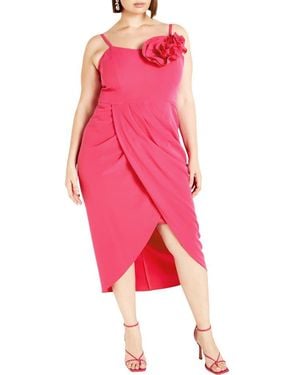 City Chic Fleur Sleeveless Dress - Pink
