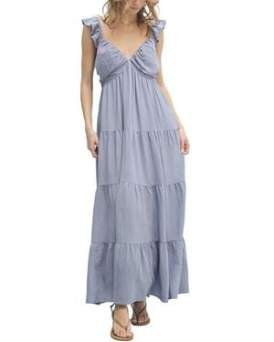 Wishlist Textured Tiered Maxi Dress - Blue