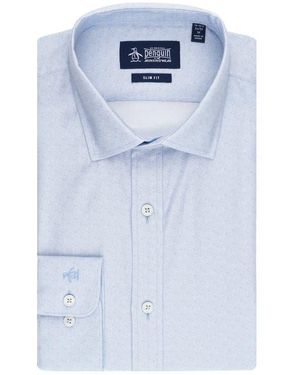 Original Penguin Batik Slim Fit Geometric Stretch Cotton Button-Up Shirt - Blue