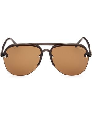 Tom Ford Terry 62Mm Oversize Aviator Sunglasses - Brown