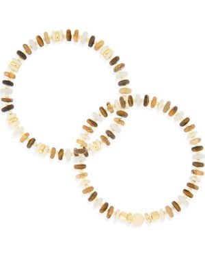 Panacea Set Of 2 Stone Beaded Stretch Bracelets - Metallic