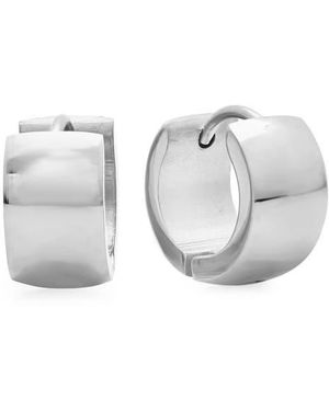 Steeltime 18K Plated Wide Huggie Hoop Earrings - Gray