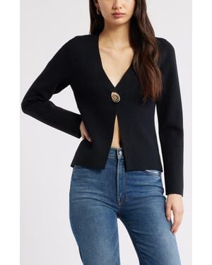 Open Edit Structured One-Button Cardigan - Black