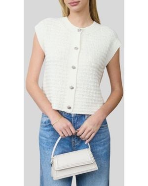 Blu Pepper Cap Sleeve Button Front Cardigan - White