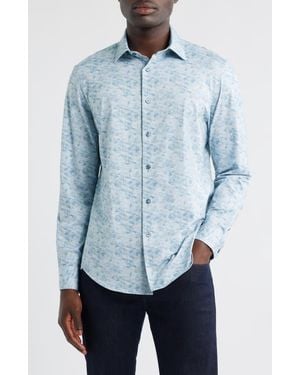 Bugatchi Jimmy Ooohcotton Abstract Floral Button-Up Shirt - Blue