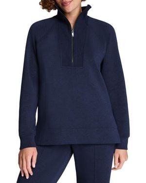 Spanx Air Essentials Brushed Half-Zip Sweatshirt - Blue
