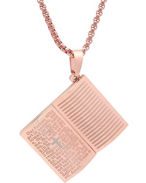 Steeltime Our Father Prayer Pendant Necklace - Pink