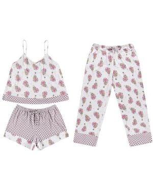 Vera Bradley 3-Piece Cami, Pants & Shorts Pajama Set - White