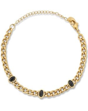 Glaze Jewelry Stone Station Curb Chain Bracelet - Metallic