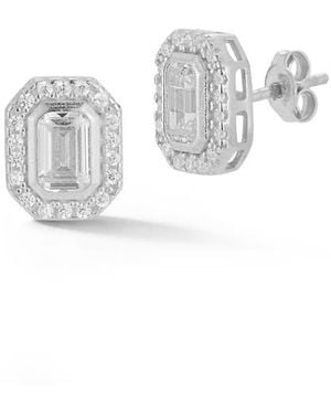 Glaze Jewelry Cubic Zirconia Halo Stud Earrings - Metallic