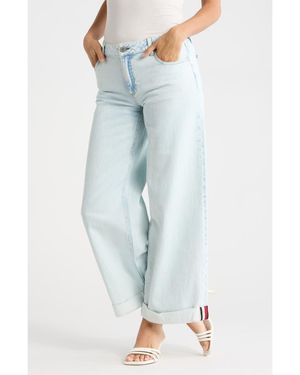 Alice + Olivia Duncan Roll Cuff Wide Leg Jeans - Blue