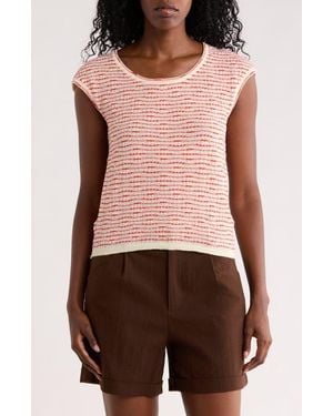 Max Studio Cap Sleeve Crop Sweater - Pink