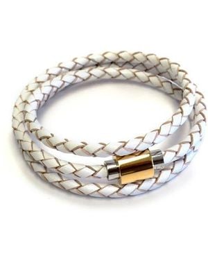 Liza Schwartz Braided Leather Wrap Bracelet - White