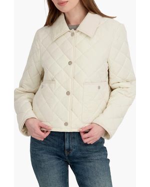 Tahari Haly Corduroy Collar Quilted Jacket - Blue