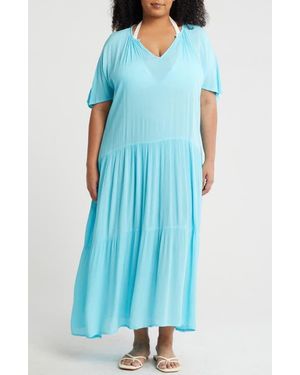Boho Me Short Sleeve Maxi Dress - Blue