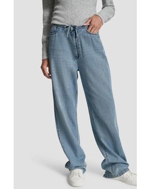 DKNY Drawstring Waist Wide Leg Jeans - Blue