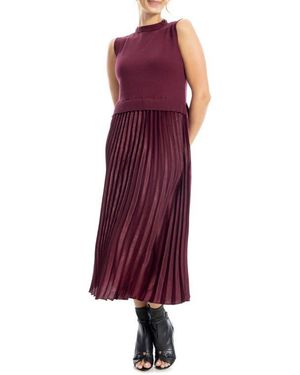 Max Studio Mock Neck Sleeveless Twofer Dress - Purple
