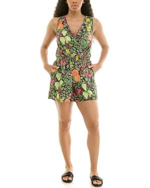 Nina Leonard Smocked Waist Romper - Green