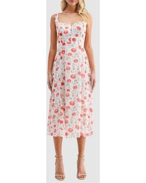 Lush Chiffon Midi Dress - Red