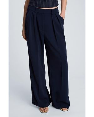 Kenneth Cole High-rise Wide Leg Pleated Pants - Blue