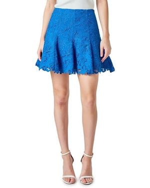 Endless Rose Lace Fit & Flare Godet Skirt - Blue