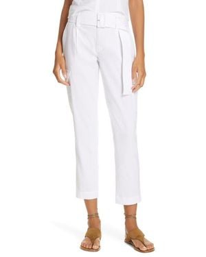 Vince Belted Linen Blend Pants - White