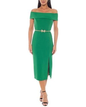 Marina Off The Shoulder Scuba Knit Midi Dress - Green
